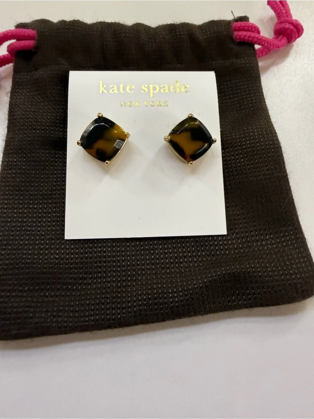 Kate Spade New York Tortoise Shell Gold Tone Stud Earrings